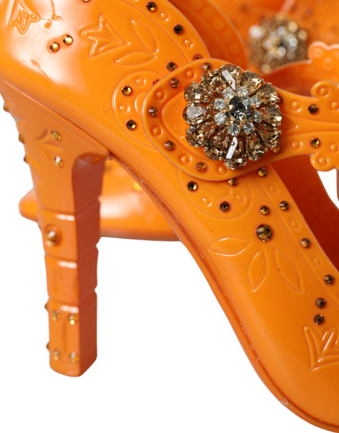 Dolce & Gabbana Cinderella Pumps Orange PVC Crystal-Embellished Heels – Women