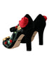 Dolce & Gabbana Black Velvet Mary Jane Pumps – Women's Floral Embellished Heels