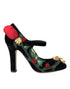 Dolce & Gabbana Black Velvet Mary Jane Pumps – Women's Floral Embellished Heels