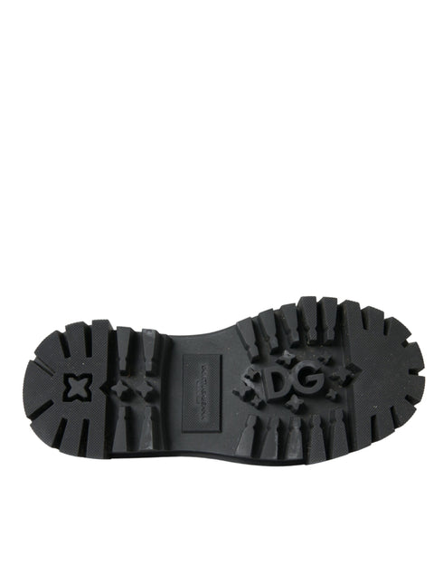 Dolce & Gabbana Black Leather Women's Embellished Derby Shoes – Studded Trekking Style