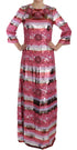 Dolce & Gabbana Pink Floral Sequined Crystal Gown Dress