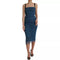 Dolce & Gabbana Blue Mesh Trim Ruched Tulle Sheath Dress