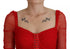 Dolce & Gabbana Red Mesh Trim Bodycon Sheath Midi Dress