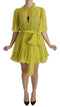 Dolce & Gabbana Yellow Shift A-line Silk Gown Dress