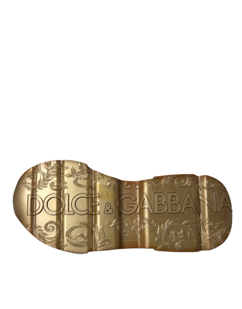 Dolce & Gabbana DAYMASTER Sneakers – White & Gold Calfskin Leather Shoes for Women