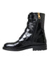Dolce & Gabbana Mid-Calf Boots – Black Polished Leather with Multicolor Crystal Buckles for Women