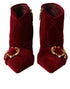 Dolce & Gabbana Dark Red Velvet Devotion Buckle Boots for Women