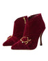 Dolce & Gabbana Dark Red Velvet Devotion Buckle Boots for Women