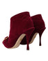 Dolce & Gabbana Dark Red Velvet Devotion Buckle Boots for Women