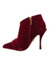 Dolce & Gabbana Dark Red Velvet Devotion Buckle Boots for Women