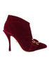 Dolce & Gabbana Dark Red Velvet Devotion Buckle Boots for Women
