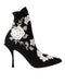 Dolce & Gabbana Black White Floral Embroidered Slip-On Boots for Women