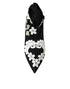Dolce & Gabbana Black White Floral Embroidered Slip-On Boots for Women