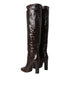 Dolce & Gabbana High Boots in Brown Exotic Python Leather with Glossy Finish - Women’s