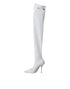 Dolce & Gabbana White Sequin Knee-High Stiletto Boots for Women