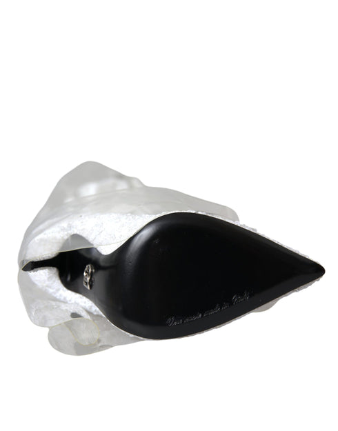 Dolce & Gabbana White Sequin Knee-High Stiletto Boots for Women