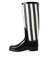 Dolce & Gabbana Knee High Boots for Women – Black White Rubber Flats