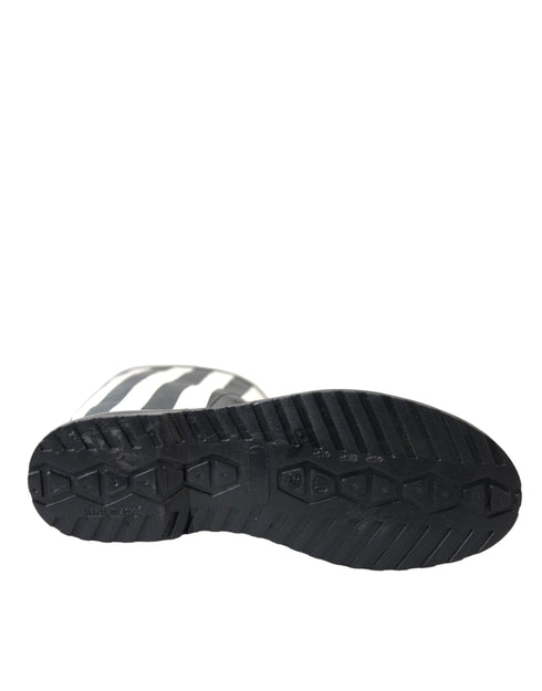 Dolce & Gabbana Knee High Boots for Women – Black White Rubber Flats