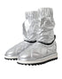 Dolce & Gabbana Metallic Silver Quilted Mid-Calf Boots – Women’s Nylon Logo Patch