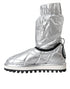 Dolce & Gabbana Metallic Silver Quilted Mid-Calf Boots – Women’s Nylon Logo Patch