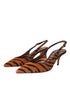 Dolce & Gabbana Black Orange Zebra Pony Hair Slingback Heels - Women’s