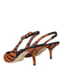 Dolce & Gabbana Black Orange Zebra Pony Hair Slingback Heels - Women’s