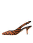 Dolce & Gabbana Black Orange Zebra Pony Hair Slingback Heels - Women’s