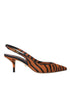 Dolce & Gabbana Black Orange Zebra Pony Hair Slingback Heels - Women’s
