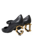 Dolce & Gabbana Black Leather Mary Jane Pumps with Logo Heels – Women’s