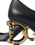 Dolce & Gabbana Black Leather Mary Jane Pumps with Logo Heels – Women’s