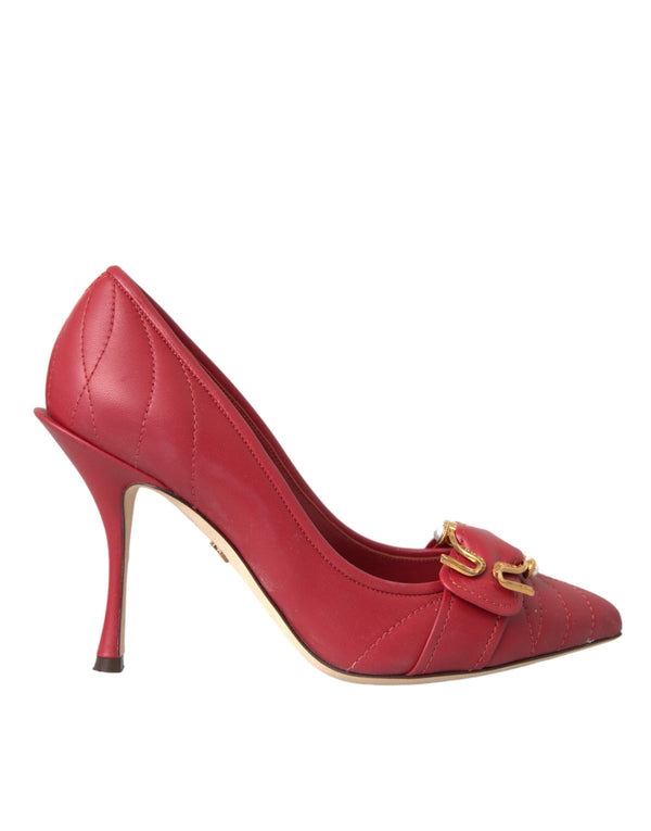 Dolce & Gabbana Devotion Leather Heels Pumps in Red for Women