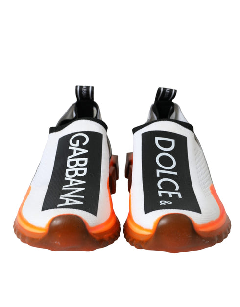 Dolce & Gabbana Sorrento White Black Orange Slip-On Logo Sneakers Shoes