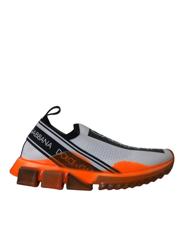 Dolce & Gabbana Sorrento White Black Orange Slip-On Logo Sneakers Shoes