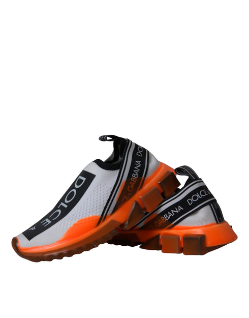 Dolce & Gabbana Sorrento White Black Orange Slip-On Logo Sneakers Shoes