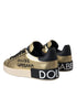 Dolce & Gabbana Gold Portofino Calf Leather Low-Top Sneakers Shoes for Women