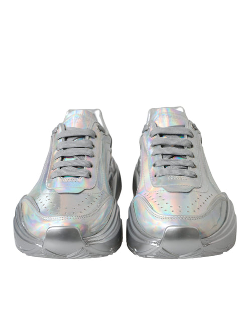 Dolce & Gabbana Silver Iridescent Daymaster Sneakers – Women’s Leather Shoes