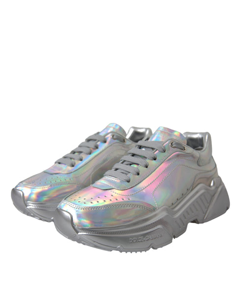 Dolce & Gabbana Silver Iridescent Daymaster Sneakers – Women’s Leather Shoes