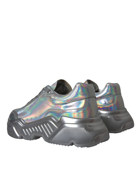 Dolce & Gabbana Silver Iridescent Daymaster Sneakers – Women’s Leather Shoes