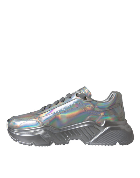 Dolce & Gabbana Silver Iridescent Daymaster Sneakers – Women’s Leather Shoes