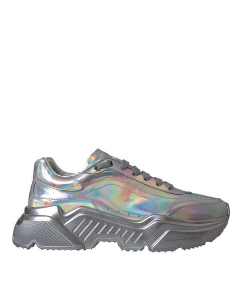 Dolce & Gabbana Silver Iridescent Daymaster Sneakers – Women’s Leather Shoes