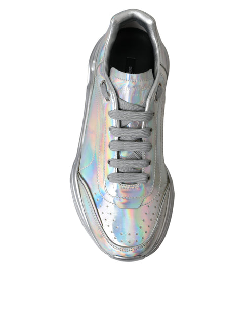 Dolce & Gabbana Silver Iridescent Daymaster Sneakers – Women’s Leather Shoes