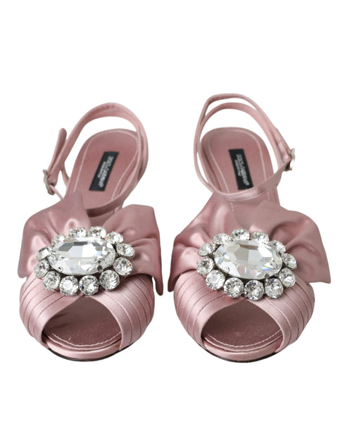 Dolce & Gabbana Keira Crystal Heels Sandals Pink Silk Women's Shoes