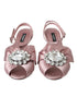 Dolce & Gabbana Keira Crystal Heels Sandals Pink Silk Women's Shoes