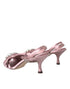 Dolce & Gabbana Keira Crystal Heels Sandals Pink Silk Women's Shoes