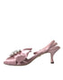 Dolce & Gabbana Keira Crystal Heels Sandals Pink Silk Women's Shoes