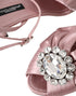 Dolce & Gabbana Keira Crystal Heels Sandals Pink Silk Women's Shoes