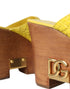 Dolce & Gabbana Yellow Leather Mule Wedge Slides – Women's Logo Platform Sandals