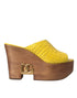 Dolce & Gabbana Yellow Leather Mule Wedge Slides – Women's Logo Platform Sandals