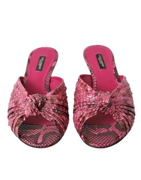 Dolce & Gabbana Kitten Heels Slides Sandals Pink Python Exotic Leather - Women’s Pumps