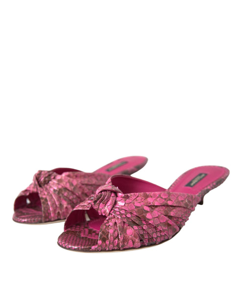 Dolce & Gabbana Kitten Heels Slides Sandals Pink Python Exotic Leather - Women’s Pumps